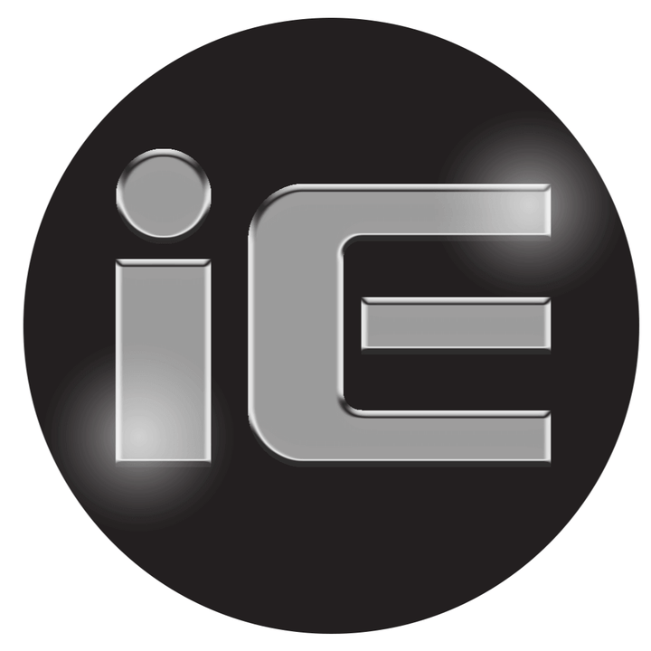 Inearz silver Logo (small i next to big E) black background