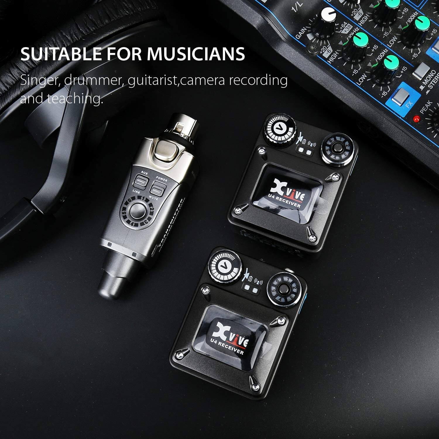 Xvive U4 Wireless In Ear Monitor System Transmitter + 2*U4 Receivers 2| InEarz Audio